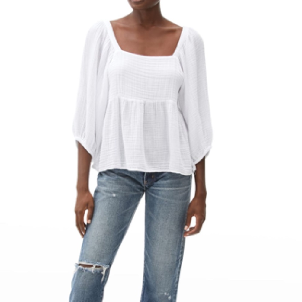 Michael Stars Patsy Square Neck Puff Sleeve Top *NEW
